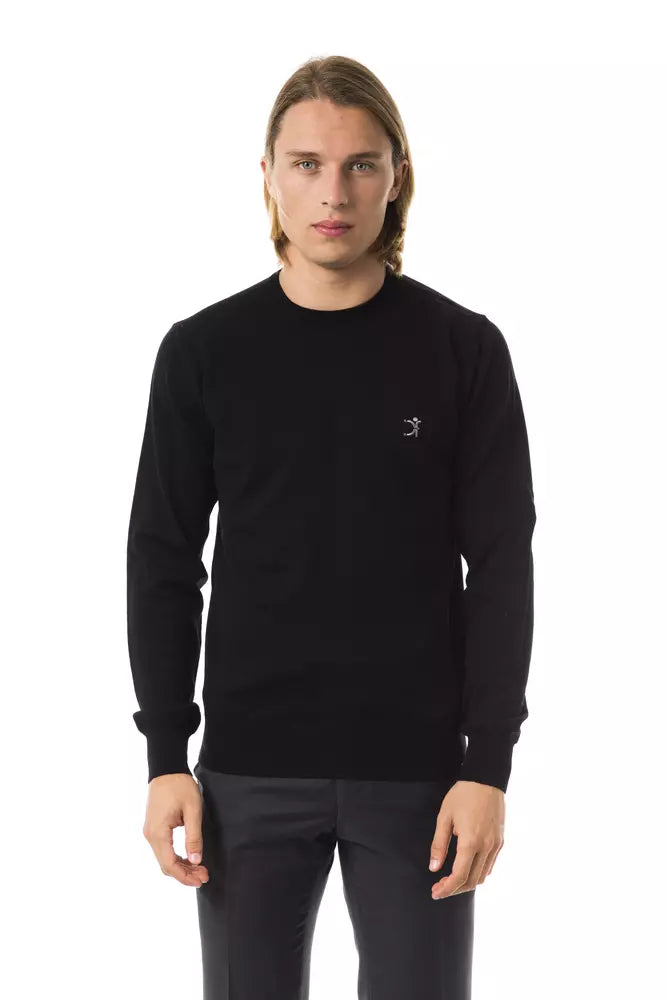 Uominitaliani Black Merino Wool Sweater
