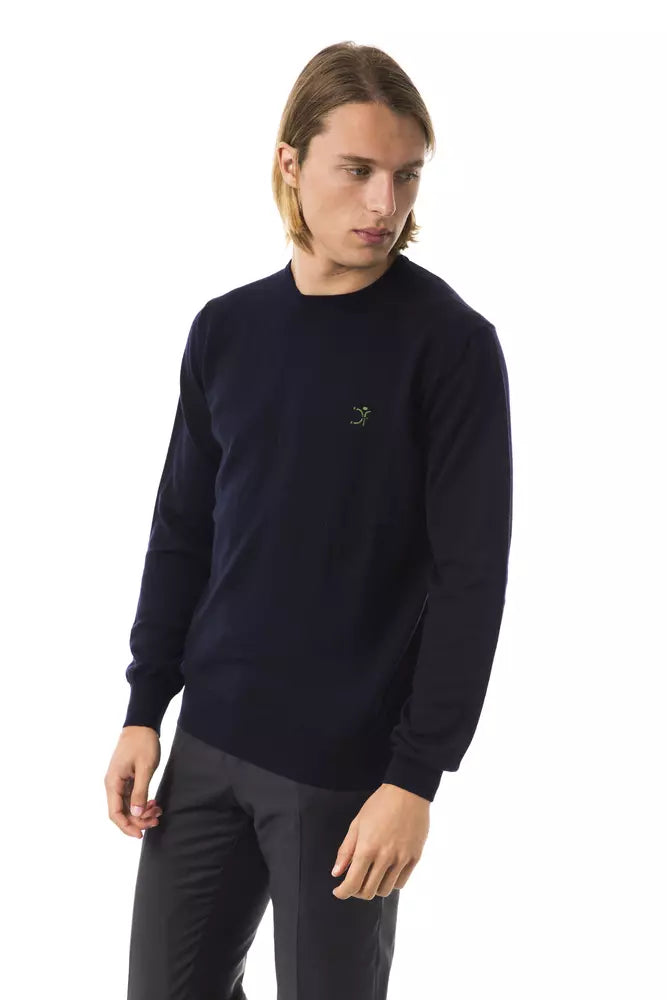 Uominitaliani Blue Merino Wool Sweater