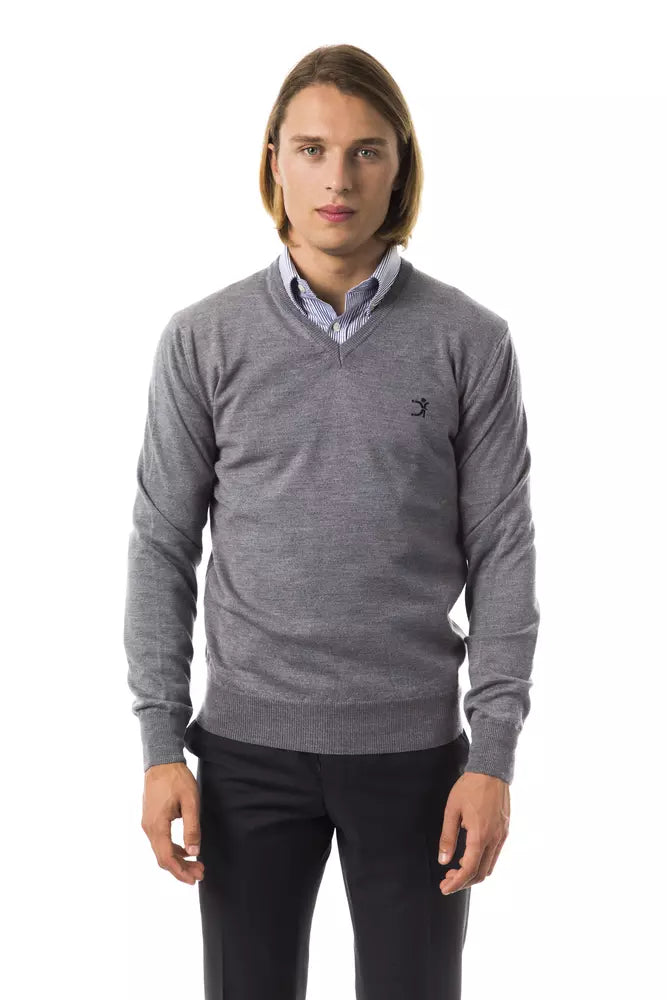 Uominitaliani Gray Merino Wool Sweater