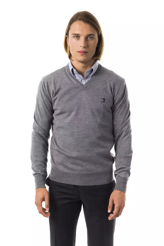 Uominitaliani Gray Merino Wool Sweater
