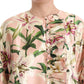 Dolce & Gabbana Pink Lily Print Ruffled Long Coat Silk Dress